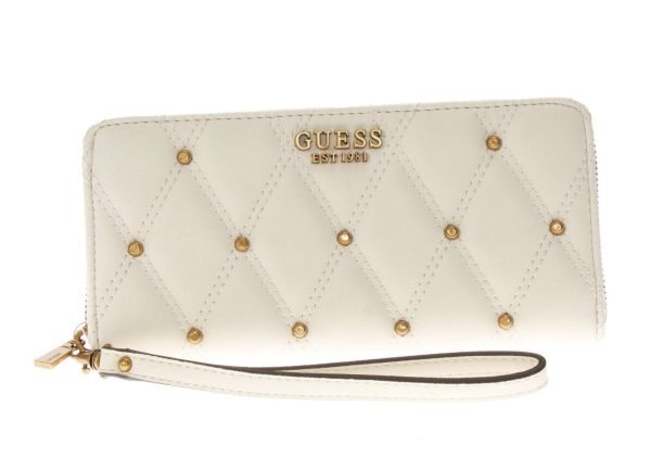 Guess, Guess, Textile Wallet, SLG Large Zip, SWQS8553460, Ivory, For Women - For Women