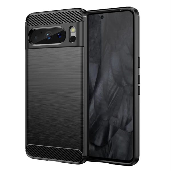 Husa Carbon Silicone pentru Google Pixel 8 Pro, Negru