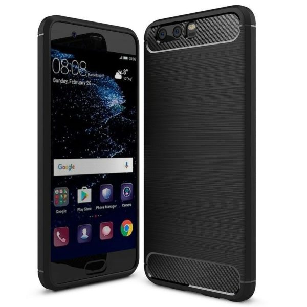 Husa Carbon Silicone pentru Huawei P10, Negru