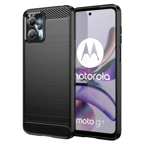 Husa Carbon Silicone pentru Motorola Moto G13 G23 G53, Negru