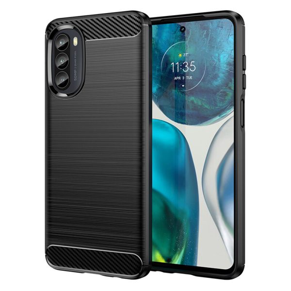 Husa Carbon Silicone pentru Motorola Moto G52, Negru