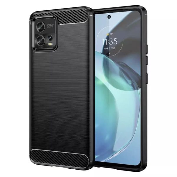 Husa Carbon Silicone pentru Motorola Moto G72, Negru