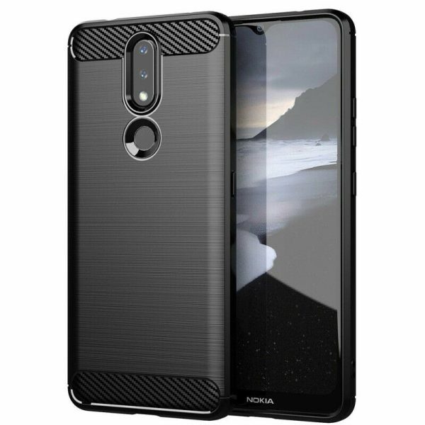 Husa Carbon Silicone pentru Nokia 2.4, Negru