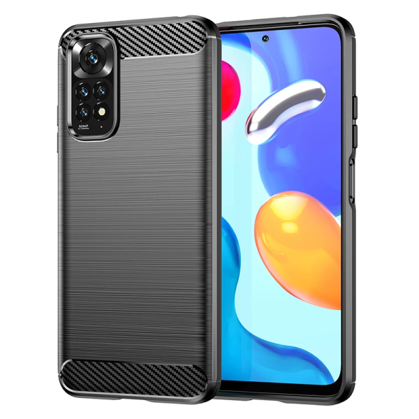 Husa Carbon Silicone pentru Xiaomi Redmi Note 11 11S, Negru