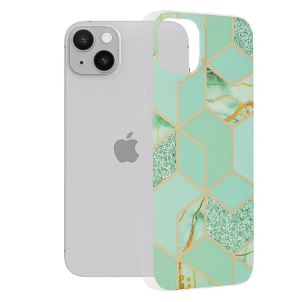 Husa iPhone 14 Plus, Techsuit Marble Series, Green Hex