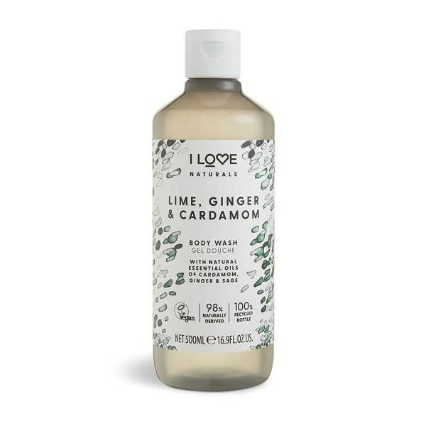 I Love, Naturals Collection, Vegan, Lime, Ginger & Cardamom, Hydrating, Shower Gel, For All Skin Types, 500 ml - Unisex