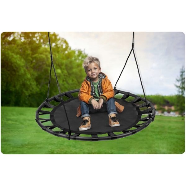 Leagan tip cuib pentru copii XXL, 120 cm, 150 kg, Neo-Sport 1032, Negru - imagine 2