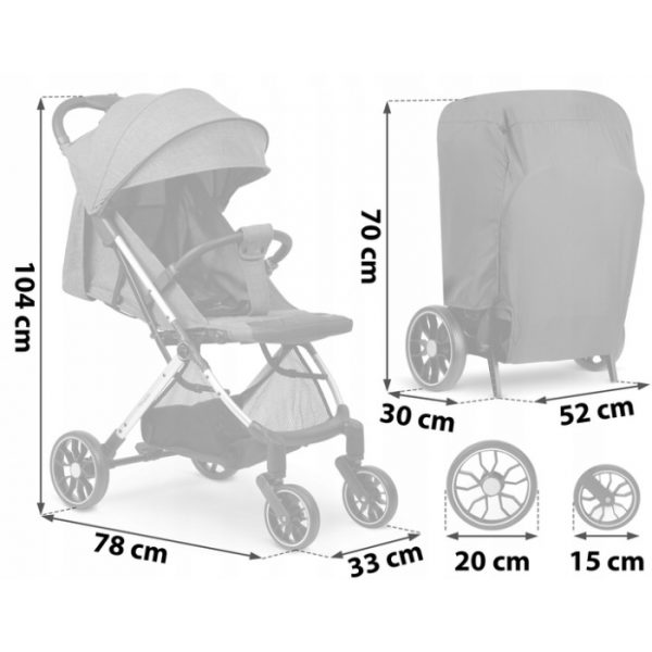 Carucior sport pentru copii, 78 x 33 x 104 cm, Nukido Paseo 716002 - Gri - imagine 13