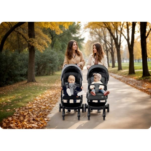 Carucior sport pentru copii, 78 x 33 x 104 cm, Nukido Paseo 716003 - Gri deschis - imagine 11