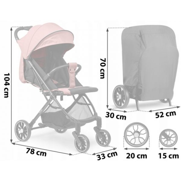 Carucior sport pentru copii, 78 x 33 x 104 cm, Nukido Paseo 716004 - Roz - imagine 12