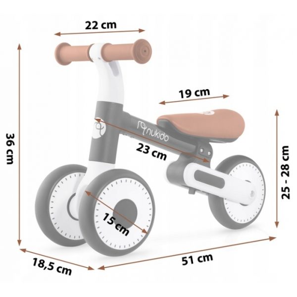 Bicicleta fara pedale pentru copii, 51 x 18.5 x 36 cm, roti EVA, Nukido NK-603 - Negru - imagine 8