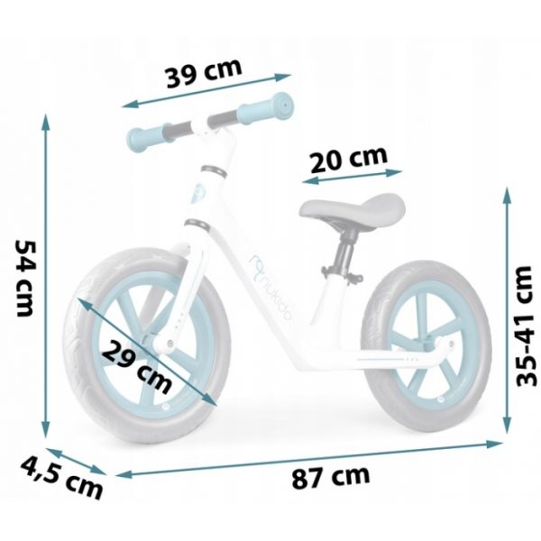 Bicicleta fara pedale pentru copii, 87 x 39 x 54 cm, roti EVA, Light Flee Nukido NK-604 - Albastru - Alb - imagine 6