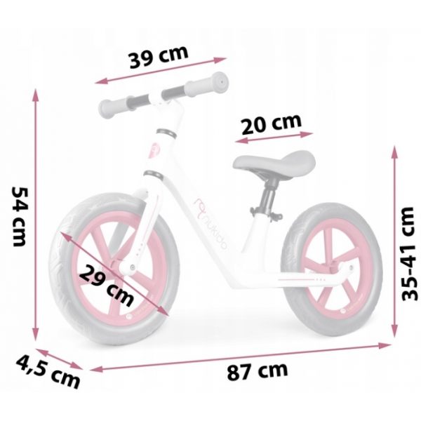 Bicicleta fara pedale pentru copii, 87 x 39 x 54 cm, roti EVA, Light Flee Nukido NK-604 - Roz - Alb - imagine 6