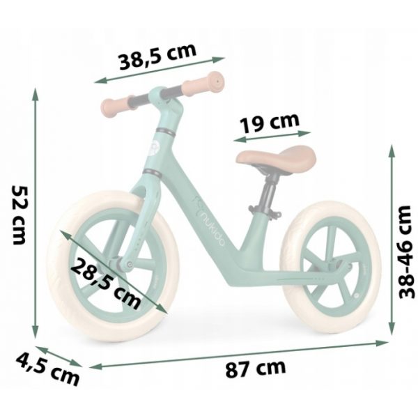 Bicicleta fara pedale pentru copii, 87 x 39 x 54 cm, roti EVA, Light Flee Nukido NK-604 - Verde - imagine 7