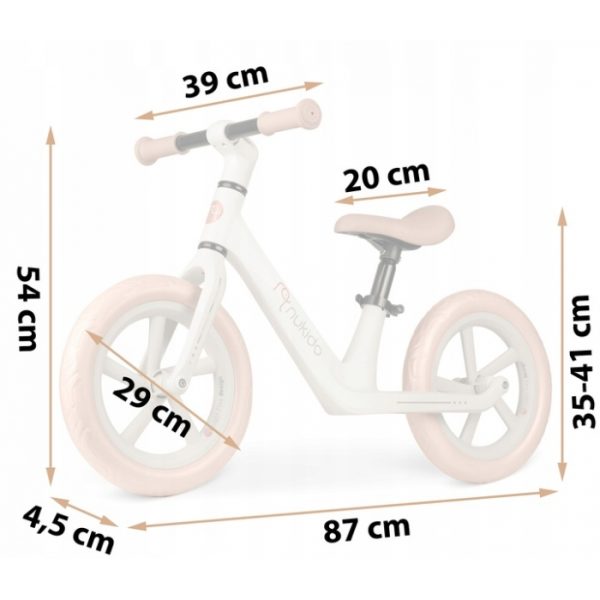 Bicicleta fara pedale pentru copii, 87 x 39 x 54 cm, roti EVA, Light Flee Nukido NK-604 - Bej - imagine 6