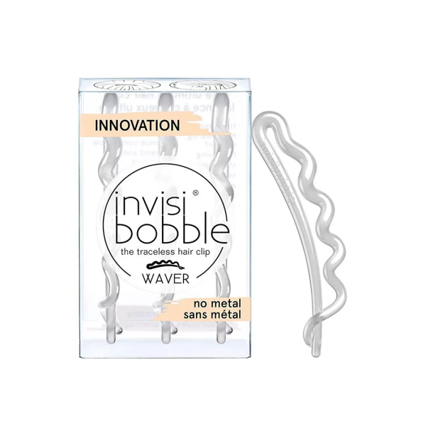 Set Trio, InvisiBobble, Waves, Hair Clip, Crystal Clear, 3 pcs - For Women