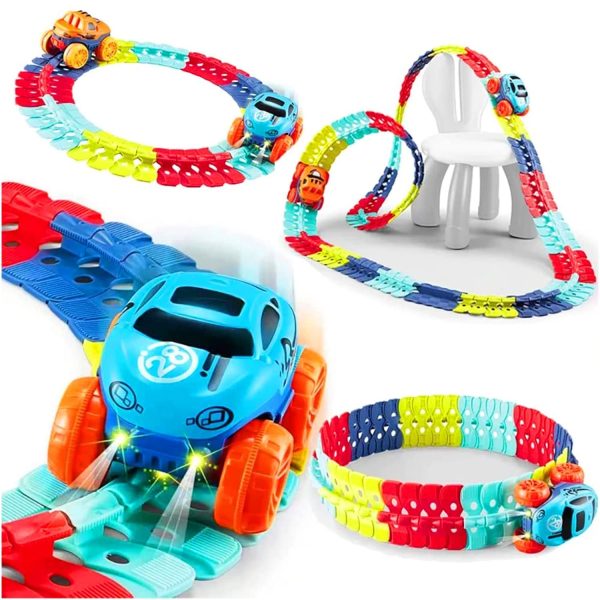 Jucarie de Constructie RollerCoaster, Flippy, 138 de Piese, 41.5x31x7 cm, cu Masini, Multicolor - imagine 2