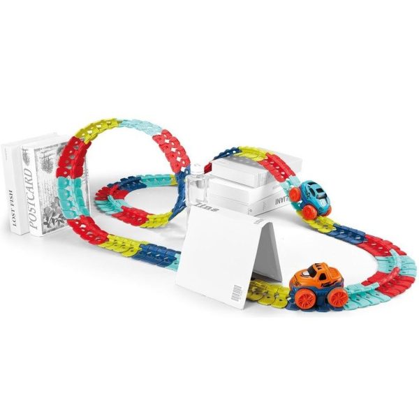 Jucarie de Constructie RollerCoaster, Flippy, 138 de Piese, 41.5x31x7 cm, cu Masini, Multicolor - imagine 3