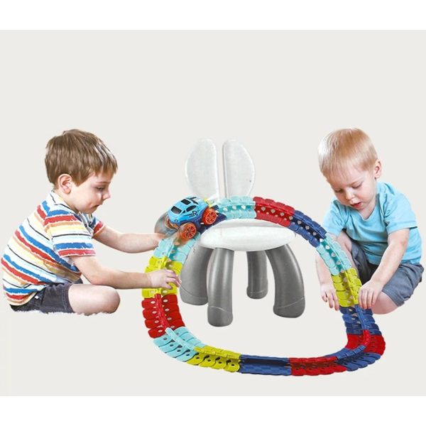 Jucarie de Constructie RollerCoaster, Flippy, 138 de Piese, 41.5x31x7 cm, cu Masini, Multicolor - imagine 4