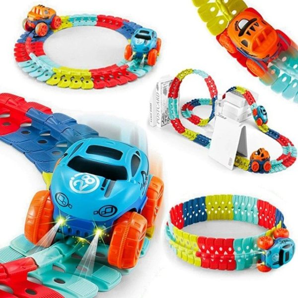 Jucarie de Constructie RollerCoaster, Flippy, 184 de Piese, 44.5x36x7 cm, cu Masini, Multicolor - imagine 7