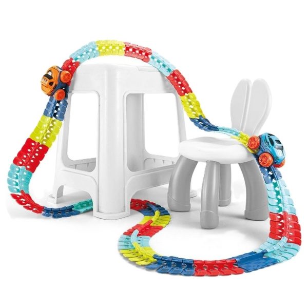 Jucarie de Constructie RollerCoaster, Flippy, 184 de Piese, 44.5x36x7 cm, cu Masini, Multicolor