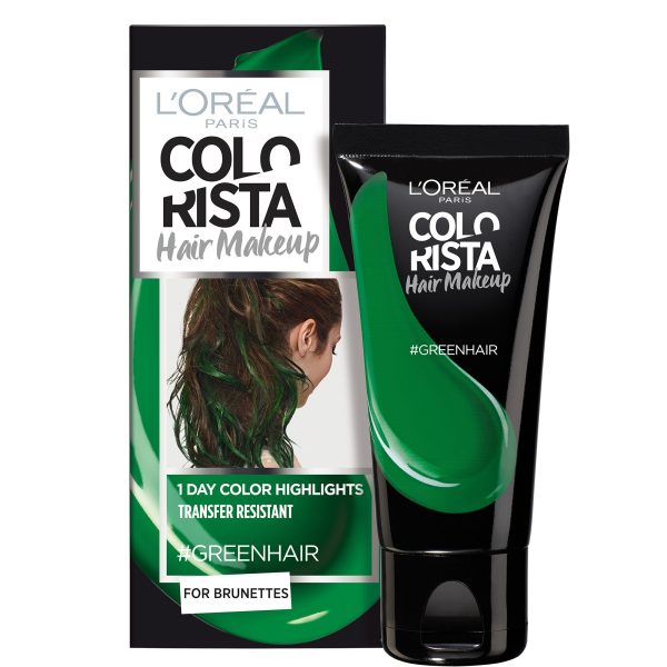 L'Oreal Paris, Colorista Hair Makeup, Semi-Permanent Hair Dye, #GREENHAIR, 30 ml - For Women