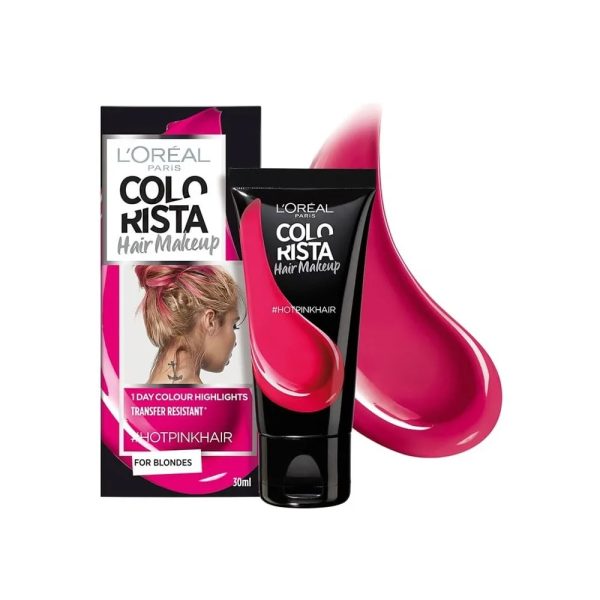 L'Oreal Paris, Colorista Hair Makeup, Semi-Permanent Hair Dye, #HOTPINKHAIR, 30 ml - For Women