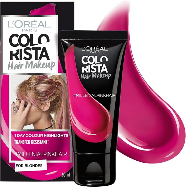 L'Oreal Paris, Colorista Hair Makeup, Semi-Permanent Hair Dye, #MILLENIALPINK, 30 ml - For Women