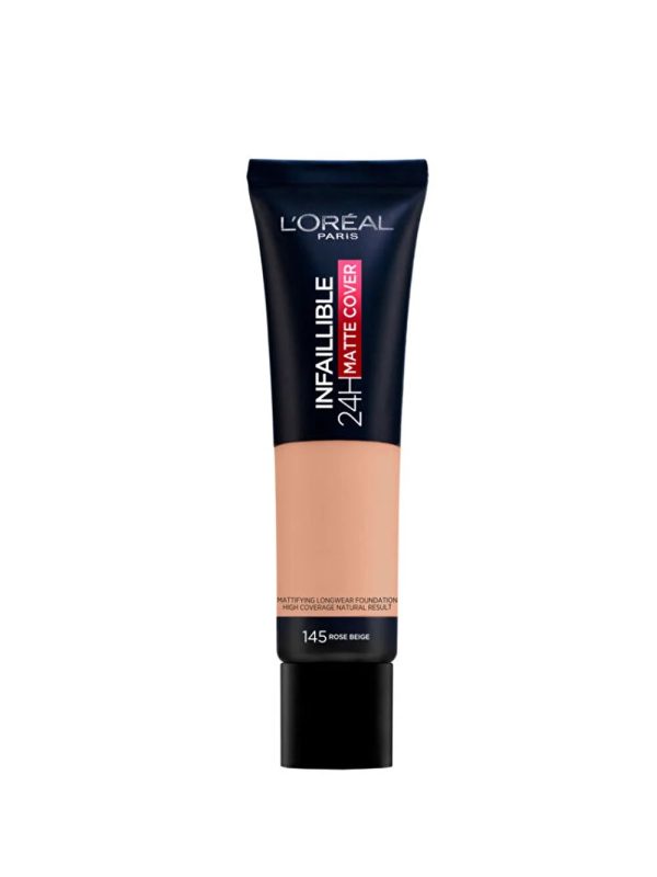 L'Oreal Paris, Infaillible 24H Matte Cover, Liquid Foundation, 145, Rose Beige, 30 ml - For Women