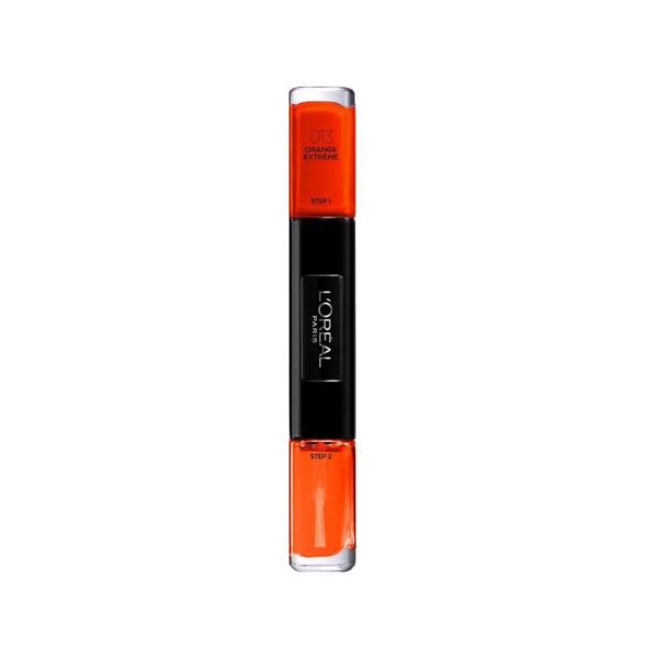 L'Oreal Paris, Infallible, Gel-Effect, Nail Polish 2-In-1, 013, Orange Extreme, 2 x, 5 ml - For Women