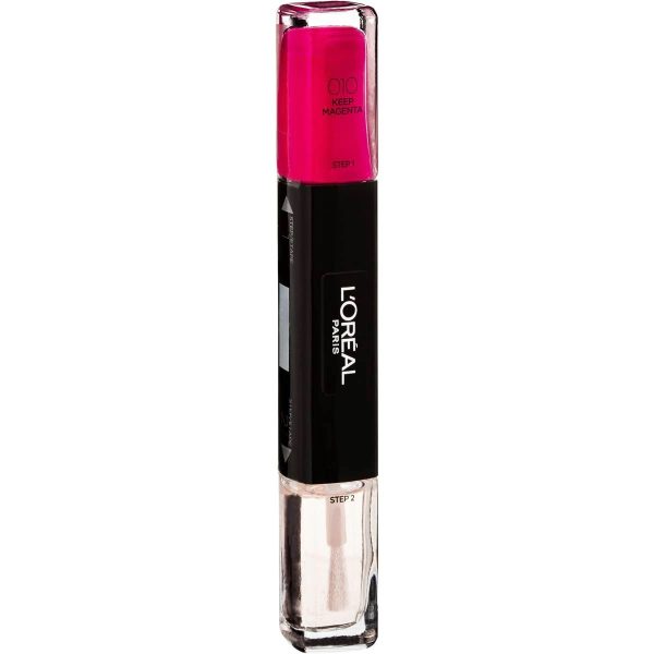 L'Oreal Paris, Infallible, Nail Polish 2-In-1, 010, Keep Magenta, 2 x, 5 ml - For Women