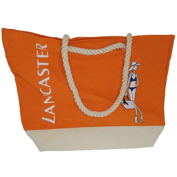 Lancaster, Lancaster, Material, Textile Handbag, Beach, Orange, 44 x 26 cm - For Women