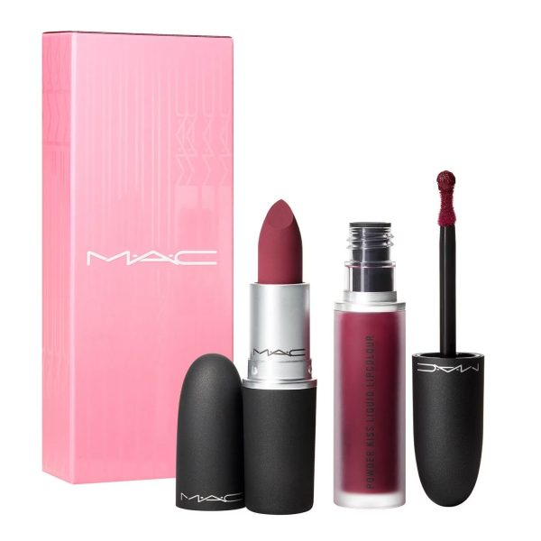 Like Mother Set MAC: Powder Kiss, Matte, Cream Lipstick, 1987300, Burning Love, 3 g + Powder Kiss, Liquid Lipstick, 983, Burning Love, 5 ml - For Women