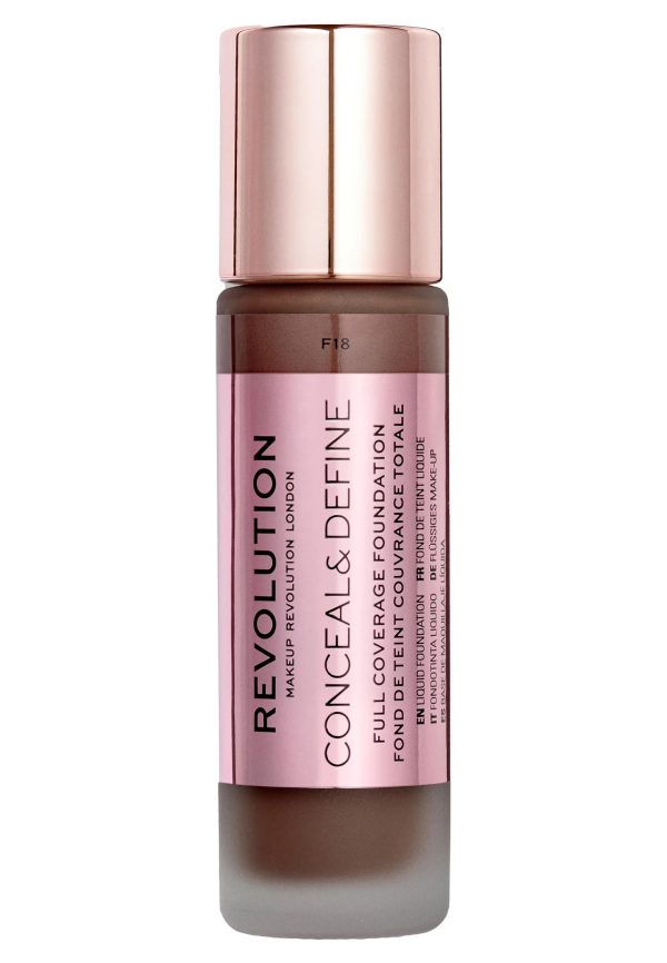 Makeup Revolution, Conceal & Define, Oil Free, Cream Foundation, F 18, 23 ml - For Women