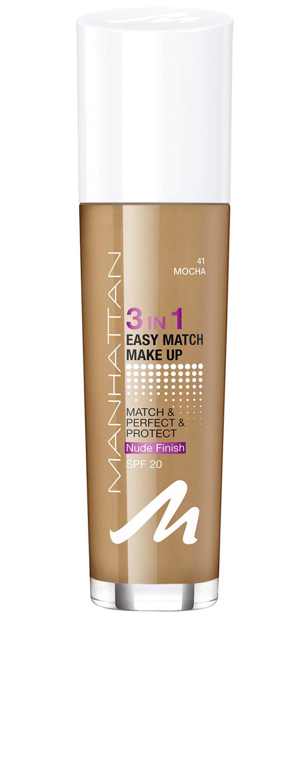 Manhattan, Easy Match 3 In 1, Liquid Foundation, 41, Mocha, SPF 20, 30 ml - For Women