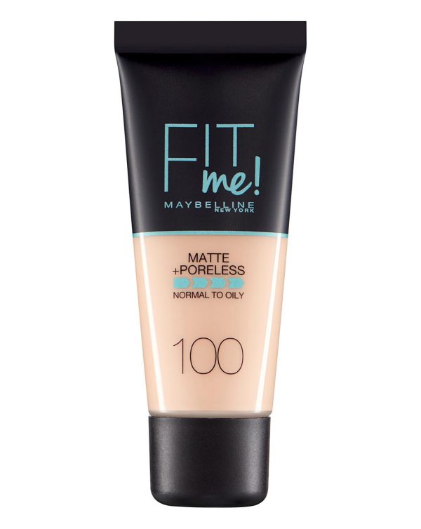 Maybelline, Fit Me Matte + Poreless, Liquid Foundation, 100, Warm Ivory, 30 ml - For Women