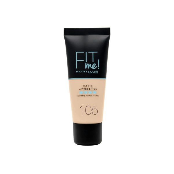 Maybelline, Fit Me Matte + Poreless, Liquid Foundation, 105, Natural Ivory, 30 ml - For Women