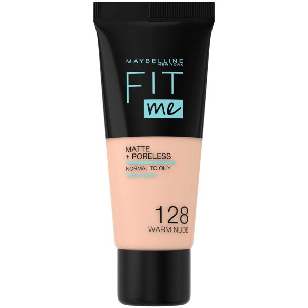 Maybelline, Fit Me Matte + Poreless, Liquid Foundation, 128, Warm Nude, 30 ml - For Women