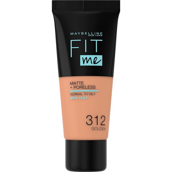 Maybelline, Fit Me Matte + Poreless, Liquid Foundation, 312, Golden, 30 ml - For Women