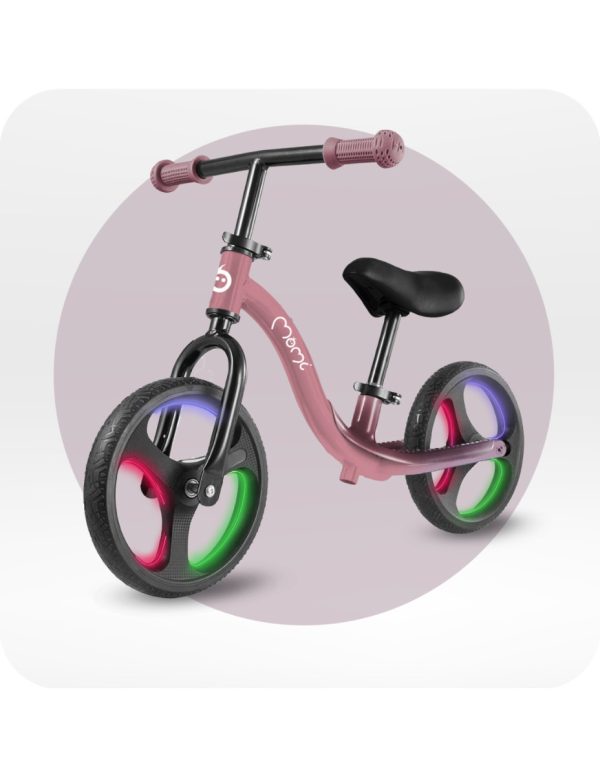 Bicicleta fara pedale cu roti led , Momi Isoka - Pink - imagine 6