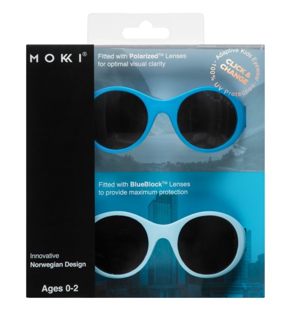 Ochelari de soare pentru copii MOKKI Click & Change, protectie UV, bleu, 0-2 ani, set 2 perechi - imagine 3