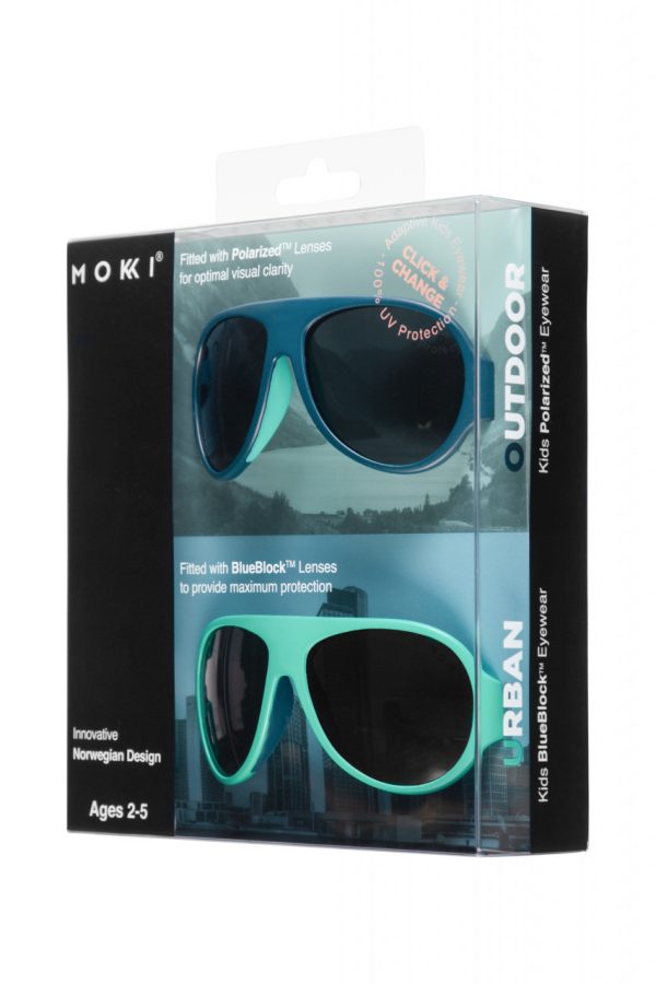 Ochelari de soare pentru copii MOKKI Click & Change, protectie UV, bleu, 2-5 ani, set 2 perechi - imagine 2