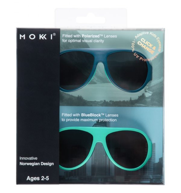 Ochelari de soare pentru copii MOKKI Click & Change, protectie UV, bleu, 2-5 ani, set 2 perechi - imagine 3