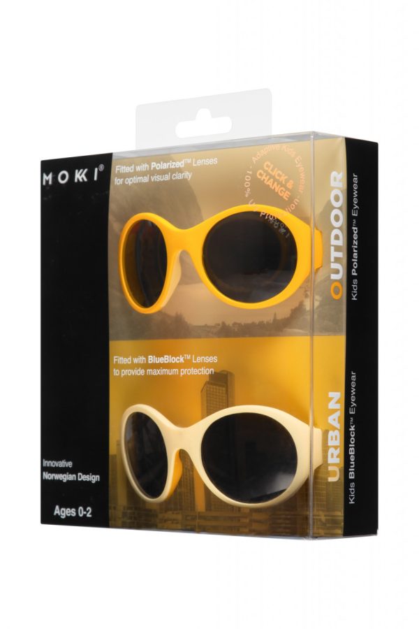 Ochelari de soare pentru copii MOKKI Click & Change, protectie UV, galben, 0-2 ani, set 2 perechi - imagine 2