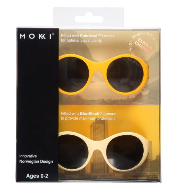 Ochelari de soare pentru copii MOKKI Click & Change, protectie UV, galben, 0-2 ani, set 2 perechi - imagine 3