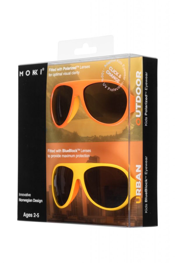 Ochelari de soare pentru copii MOKKI Click & Change, protectie UV, galben, 2-5 ani, set 2 perechi - imagine 2