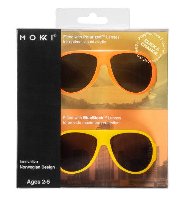 Ochelari de soare pentru copii MOKKI Click & Change, protectie UV, galben, 2-5 ani, set 2 perechi - imagine 4