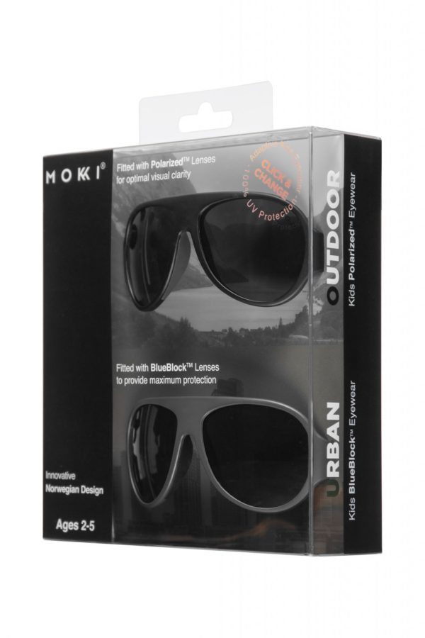 Ochelari de soare pentru copii MOKKI Click & Change, protectie UV, negru, 2-5 ani, set 2 perechi - imagine 2