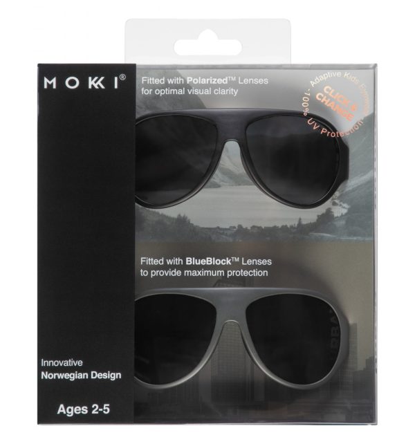 Ochelari de soare pentru copii MOKKI Click & Change, protectie UV, negru, 2-5 ani, set 2 perechi - imagine 3