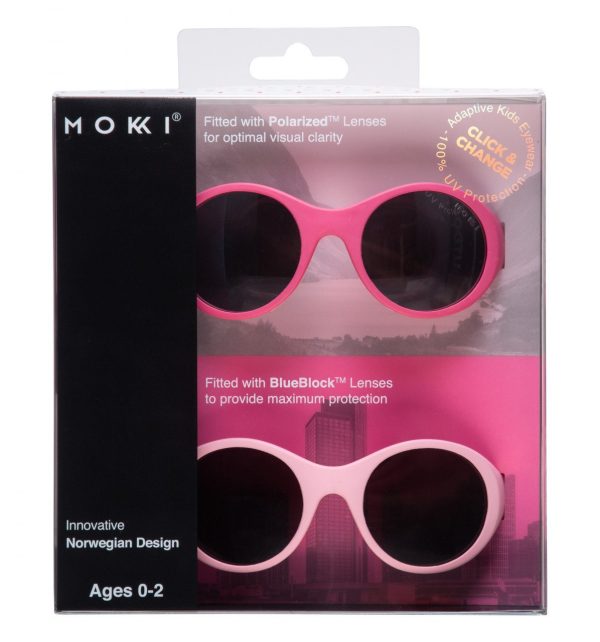 Ochelari de soare pentru copii MOKKI Click & Change, protectie UV, roz, 0-2 ani, set 2 perechi - imagine 2